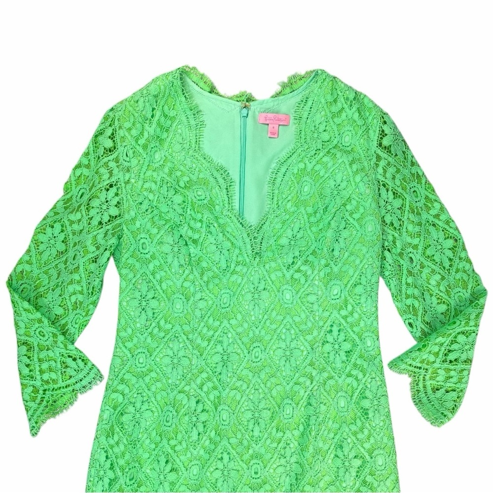 Lilly Pulitzer Meryl Poolside Blue/Mint Green Lace Sheath Dress In Size 6 - Picture 4 of 11
